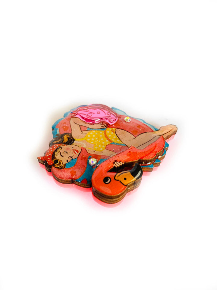 Frankie & the Flamingo Float Brooch by Rosie Rose Parker