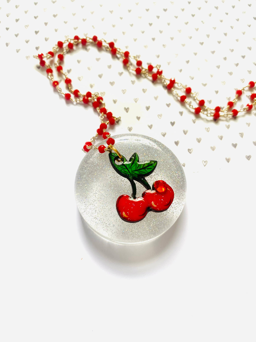 Retro Cherry Beaded Necklace by Rosie Rose Parker
