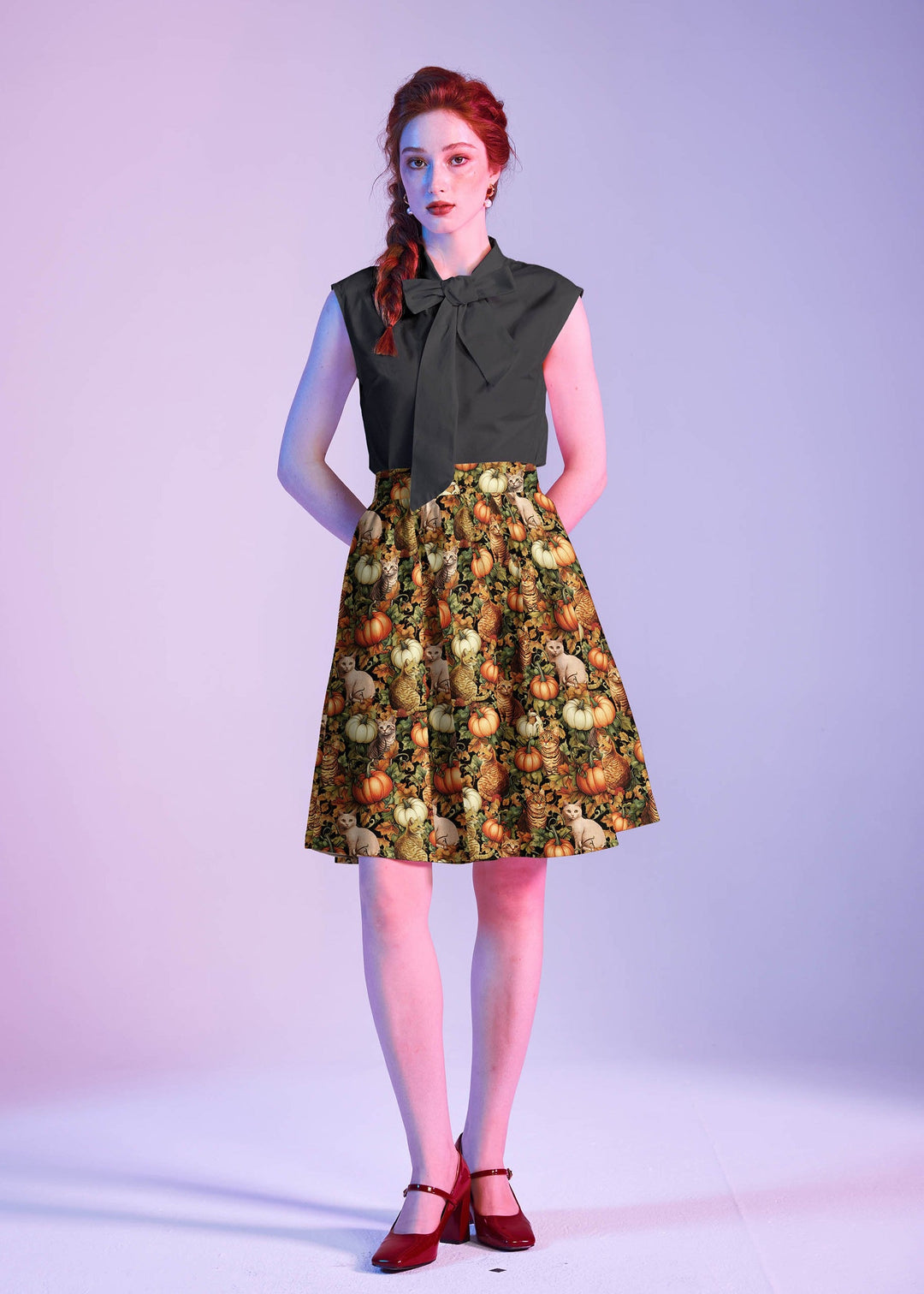 Cats & Pumpkins A-line Skirt