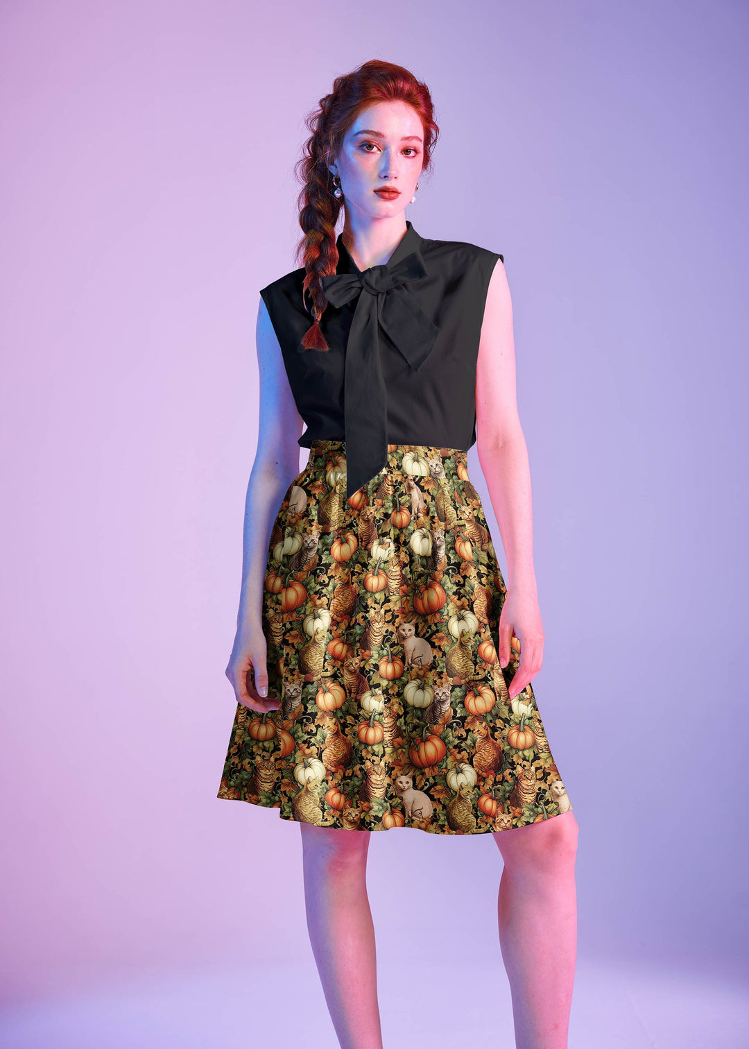 Cats & Pumpkins A-line Skirt