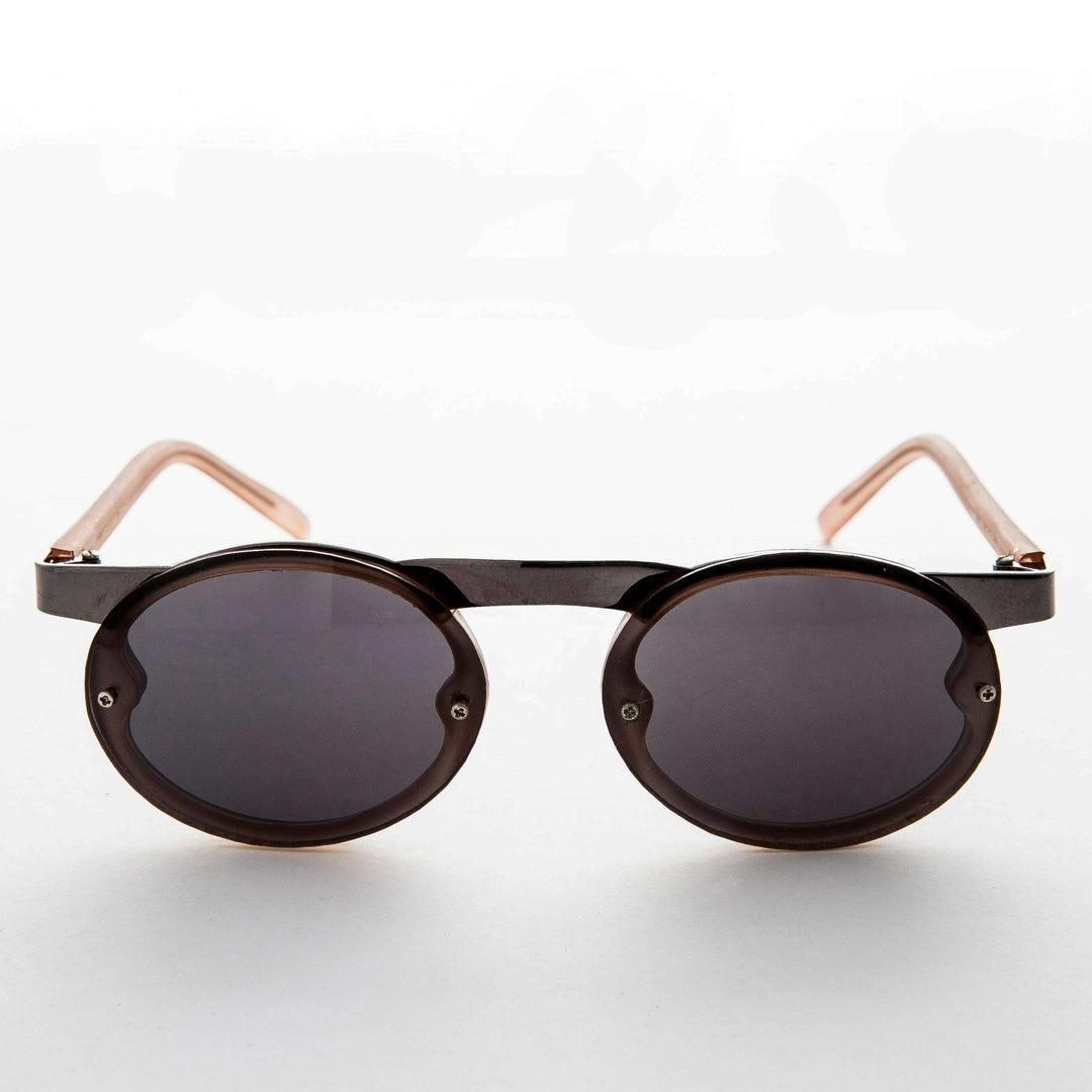 90s Oval Goth Sunglasses with Floating Brow line - Oswald