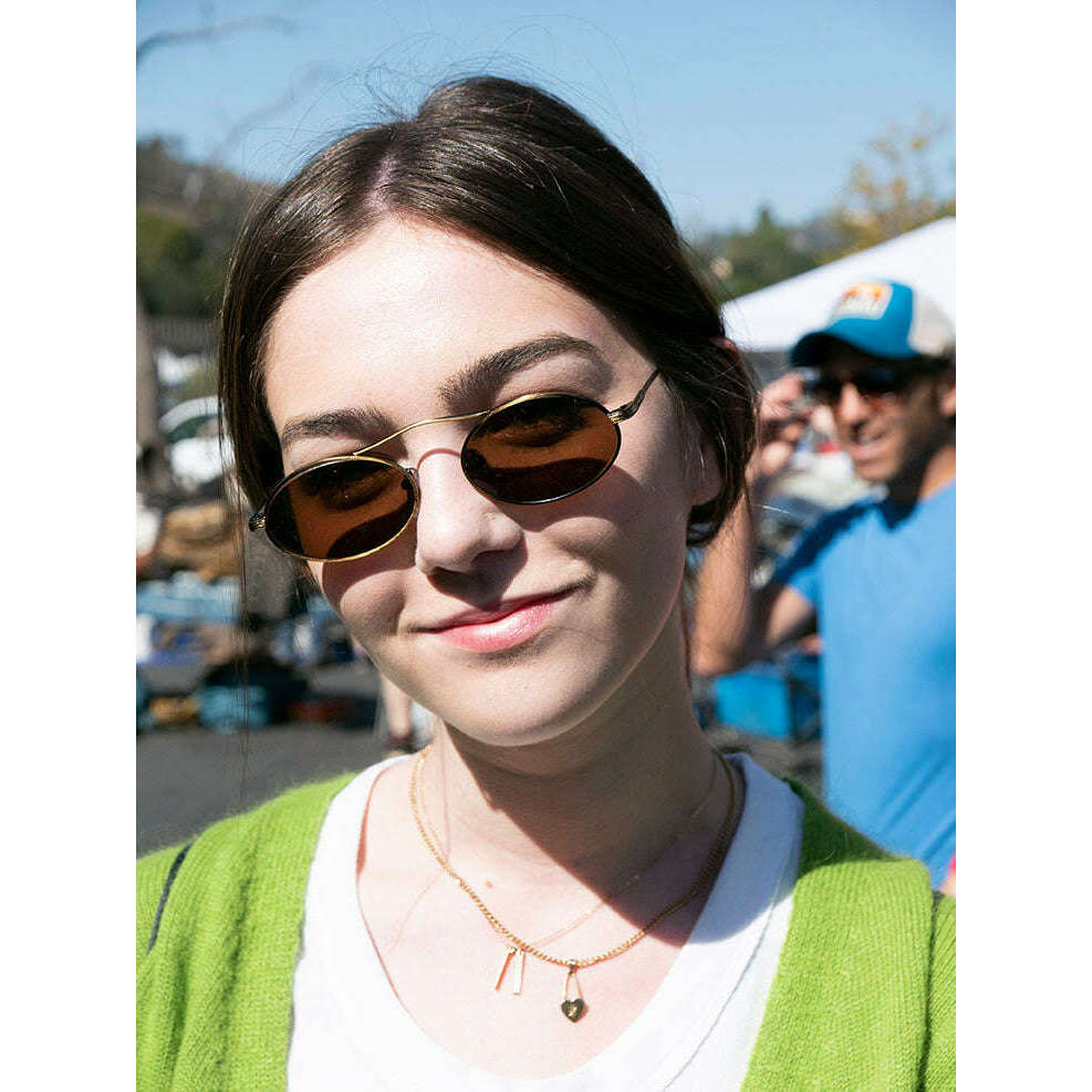 90s Oval Metal Aviator Sunglass with Floating Cross Bar - Avery