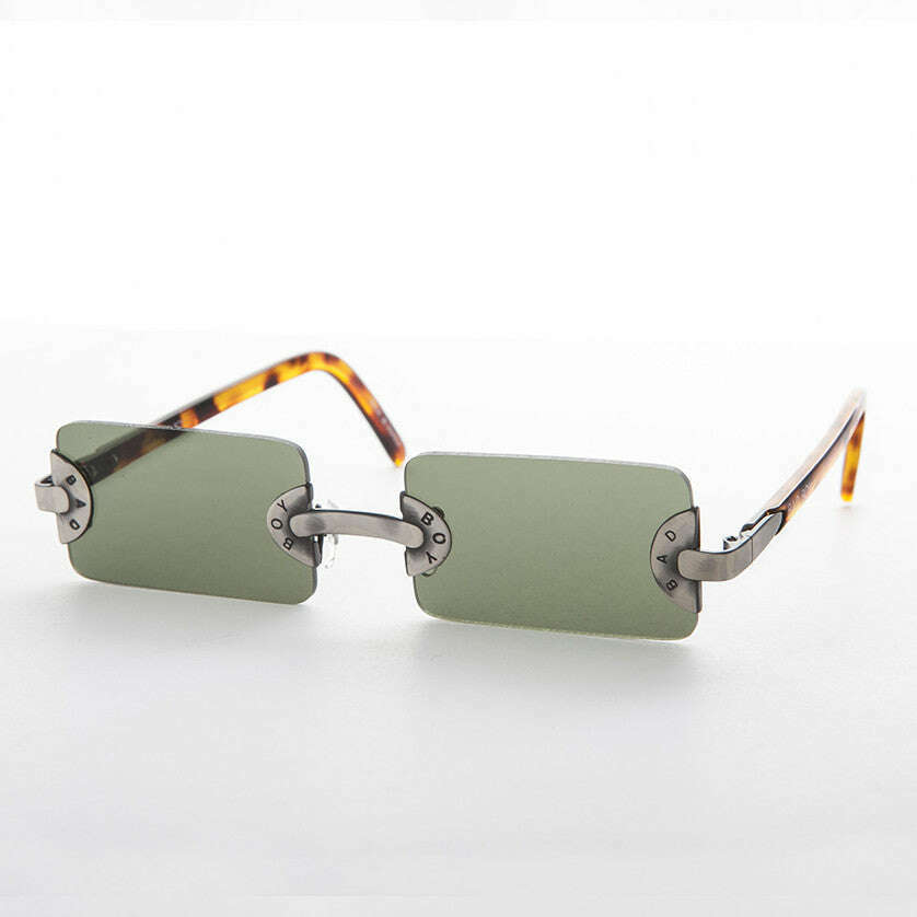 90s Vintage Rectangle Rimless Punk Goth Sunglass - Rebel 3