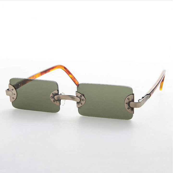 90s Vintage Rectangle Rimless Punk Goth Sunglass - Rebel 3