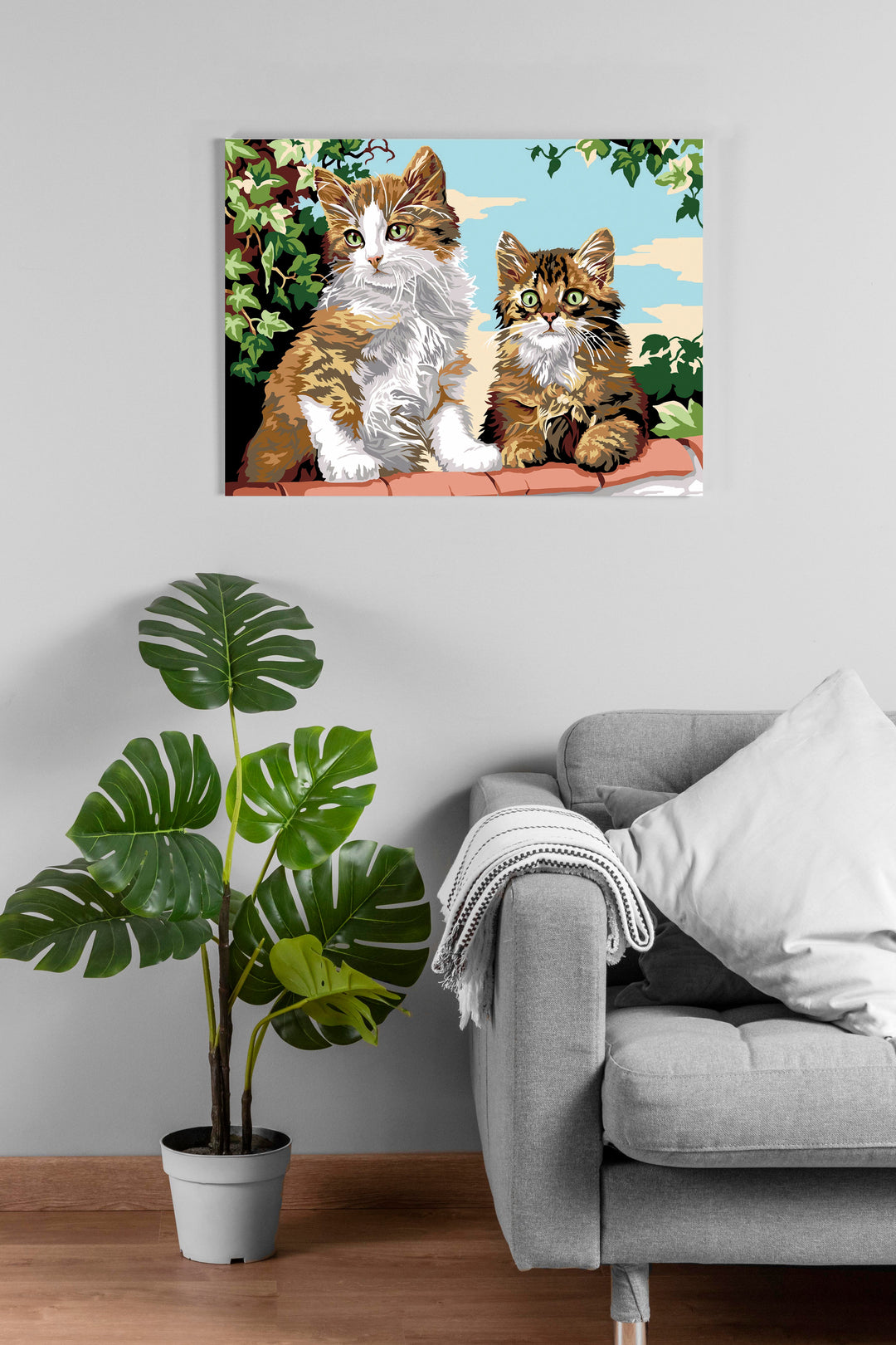 Needlepoint canvas for halfstitch without yarn Kittens Make the Wall SE926.199 Seg De Paris Printed Tapestry Canvas