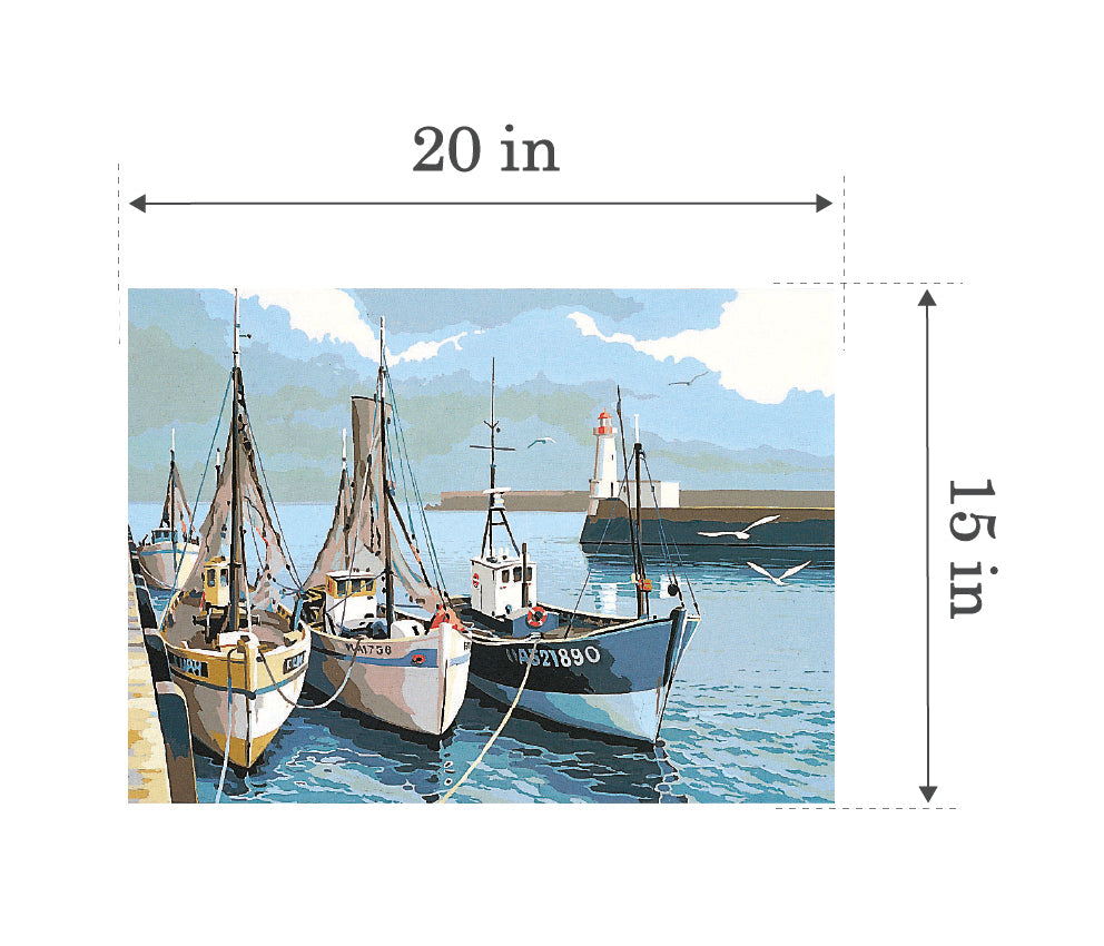 Needlepoint canvas for halfstitch without yarn Canvas The Trawlers SE929.106 Seg De Paris Printed Tapestry Canvas