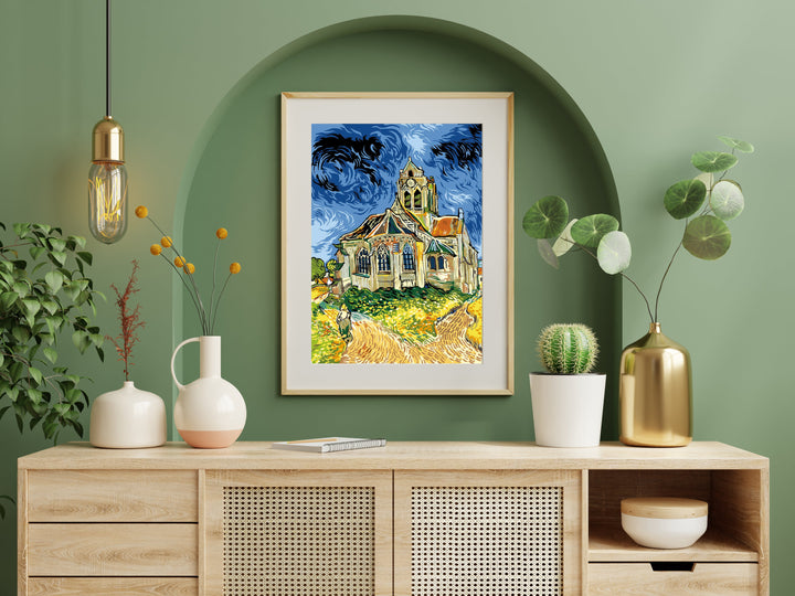 Needlepoint canvas for halfstitch without yarn The Church Of Auvers-Sur-Oise SE929.502 Seg De Paris Printed Tapestry Canvas