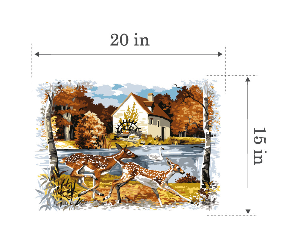 Needlepoint canvas for halfstitch without yarn Season Of Leaves SE929.674 Seg De Paris Printed Tapestry Canvas