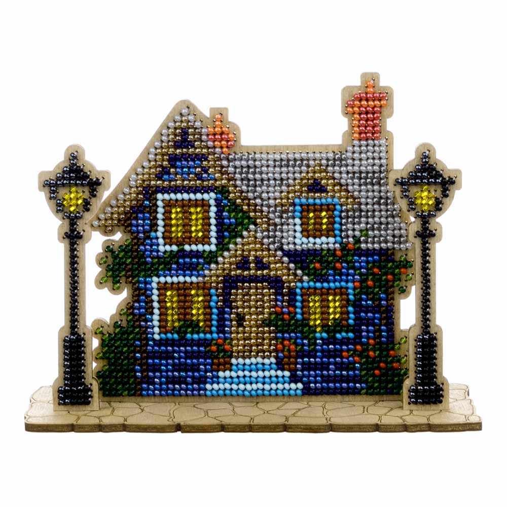 Wooden Bead Embroidery Kit – “House with Lanterns” FLK-588