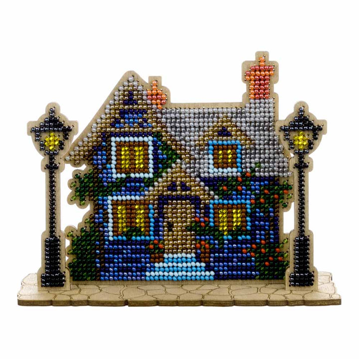 Wooden Bead Embroidery Kit – “House with Lanterns” FLK-588