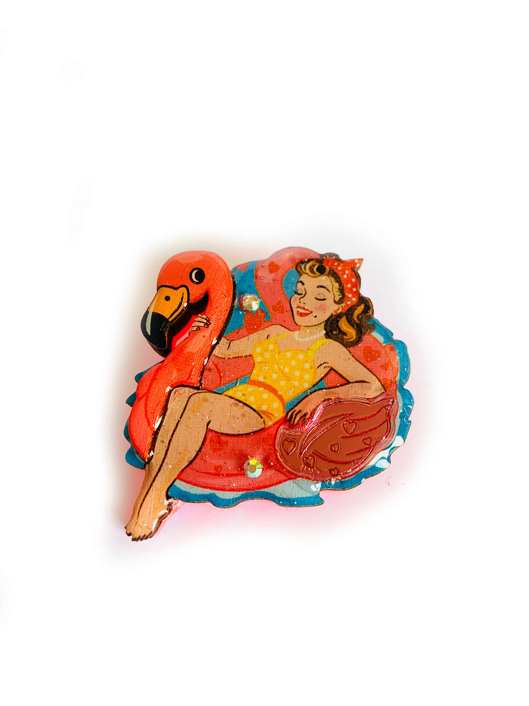 Frankie & the Flamingo Float Brooch by Rosie Rose Parker