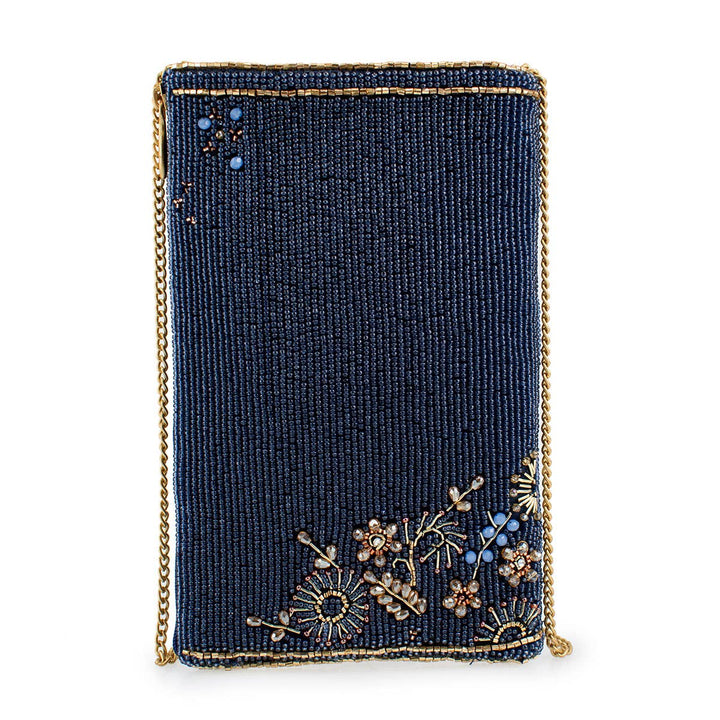 Fairy Dust and Floral Blue Beaded Crossbody Phone Bag by Mary Frances