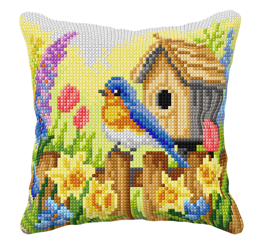 Spring Bird Cushion Cross Stitch Kit by Orchidea 99122
