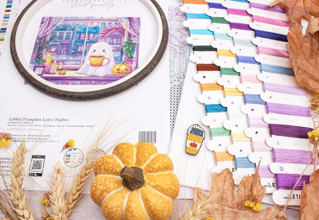 Pumpkin Latte Nights Counted Cross Stitch Kit by Letistitch L9962