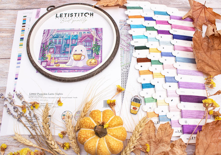 Pumpkin Latte Nights Counted Cross Stitch Kit by Letistitch L9962
