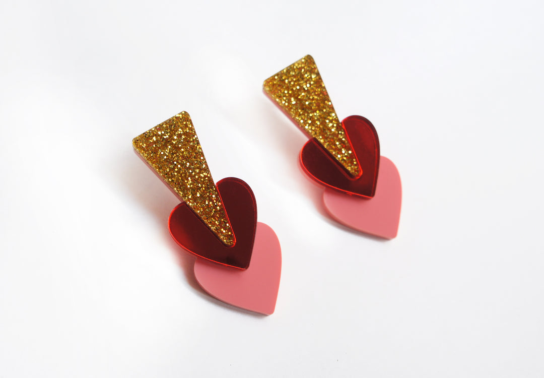 Pink Hearts Earrings by Laliblue