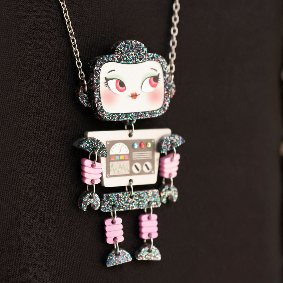Retro Robot Girl Necklace by Laliblue | Space Adventures Collection