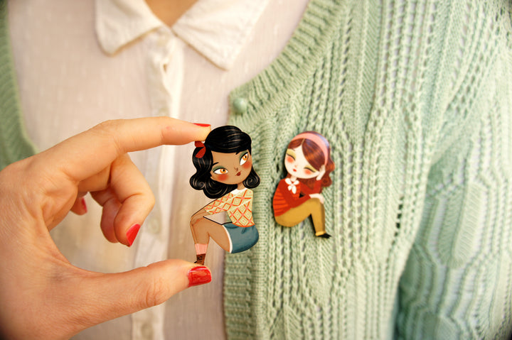 Puzzle with girl of African descent brooch by Laliblue