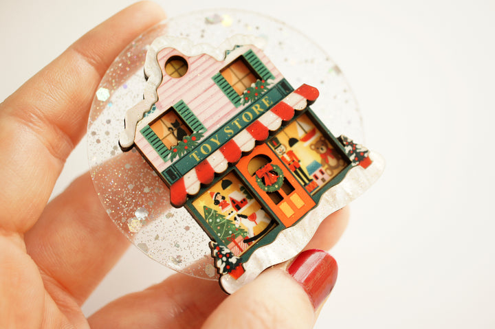 Toy shop brooch back with locking pin, LaliBlue Christmas jewelry