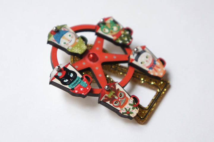 Cat Ferris Wheel Brooch by Laliblue