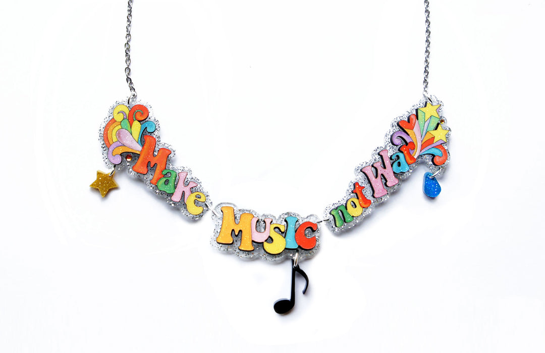 Make Music Not War Necklace