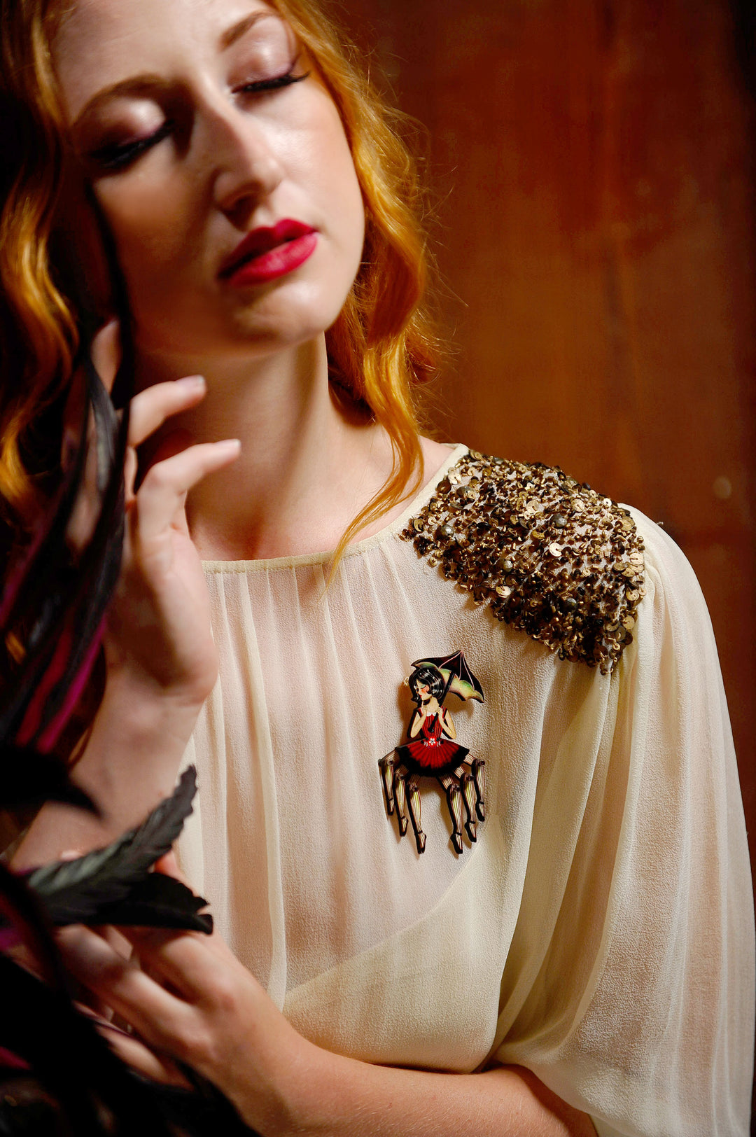 Spider Woman with Web Brooch by Laliblue