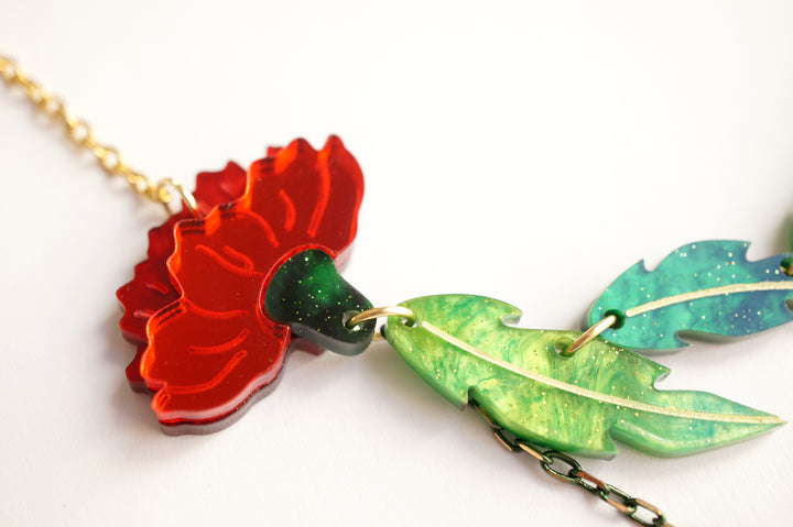 Red Carnation Necklace by Laliblue, image 3