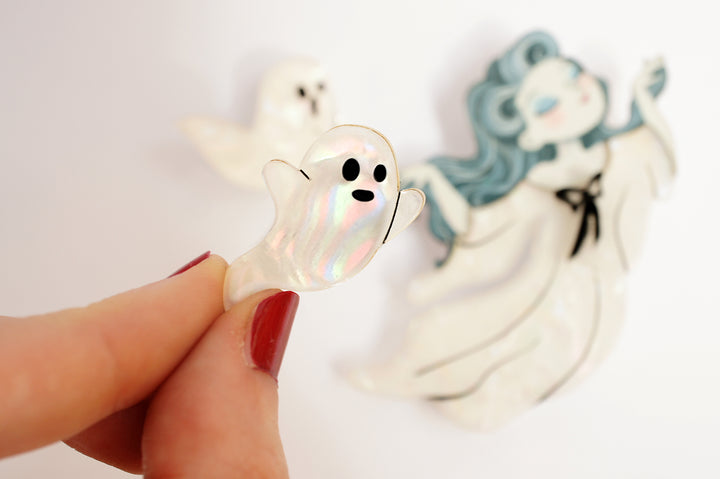 Ghost gang brooch set of 3 ghost close-up — Halloween haunted ghost jewelry set — LaliBlue Midnight Cinema