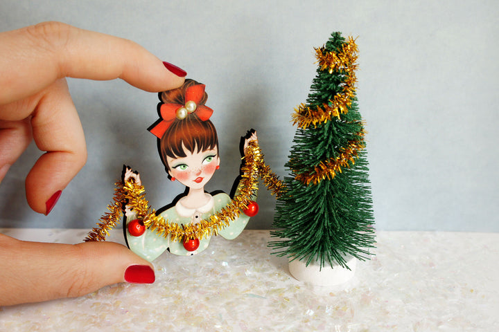 Girl With Tinsel Brooch by Laliblue