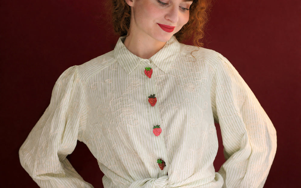 Set of 4 Strawberry Button Covers by Laliblue, image 2