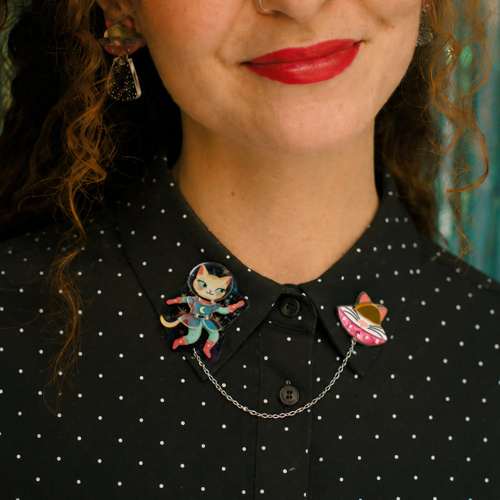 Cat Connection Double Brooch by Laliblue | Space Adventures Collection