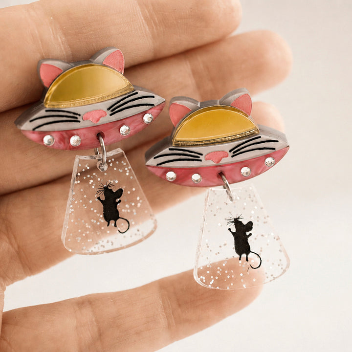 Cat UFO Earrings by Laliblue | Space Adventures Collection