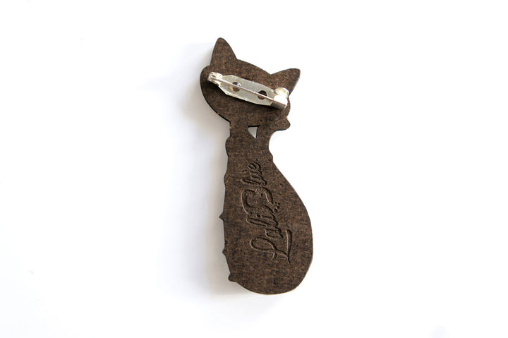 Siamese Cat with Christmas Lights Brooch