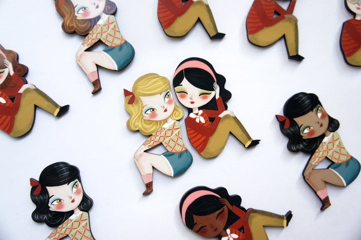 Puzzle with girl of African descent brooch by Laliblue