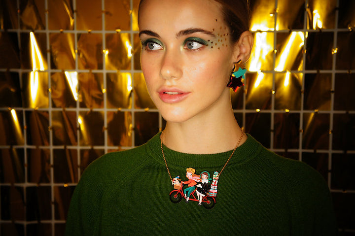 Friends on a Bicycle Necklace by Laliblue
