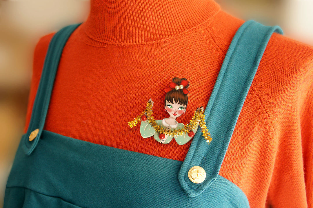 Girl With Tinsel Brooch by Laliblue