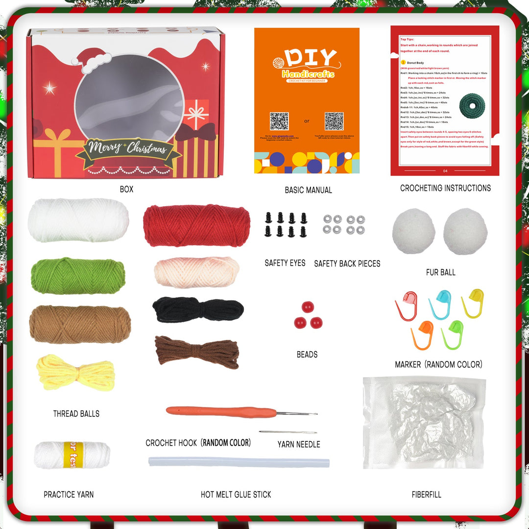 Santa, Reindeer, Christmas Tree and Snowman Amigurumi DIY Crochet Kit Wizardi F07N8-M117