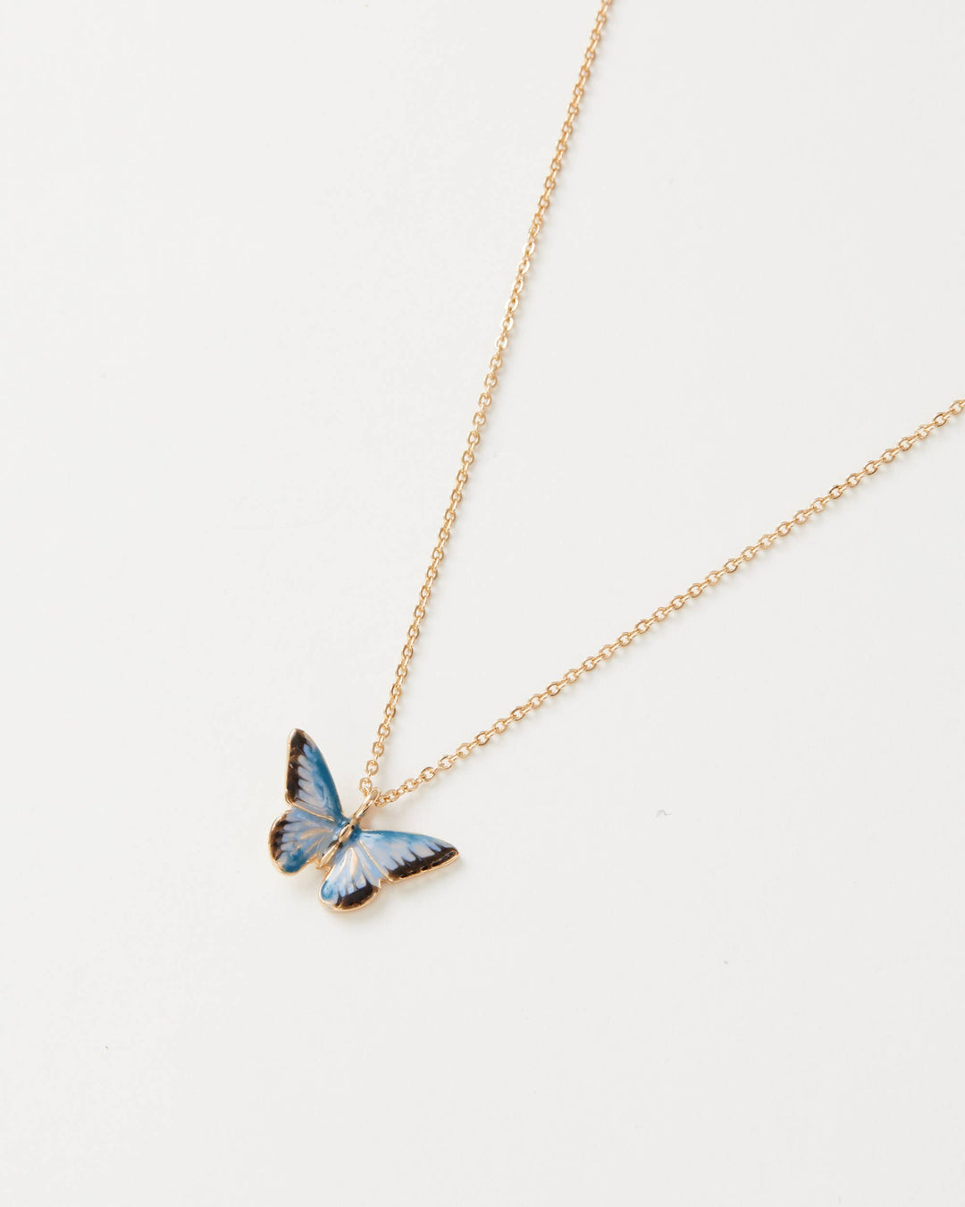 FABLE Enamel Blue Butterfly Short Necklace