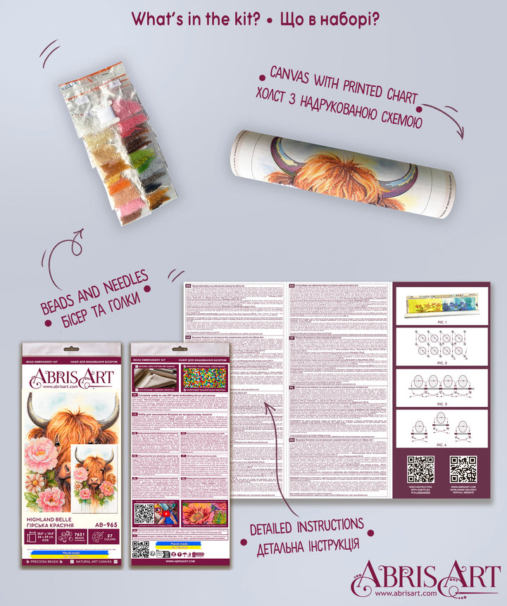 Highland Belle Bead Embroidery Kit by Abris Art AB-965