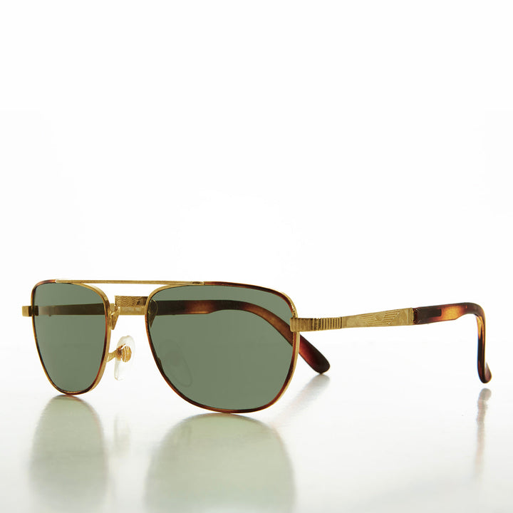 Gold Vintage Aviator with Glass Lens  - Adolfi
