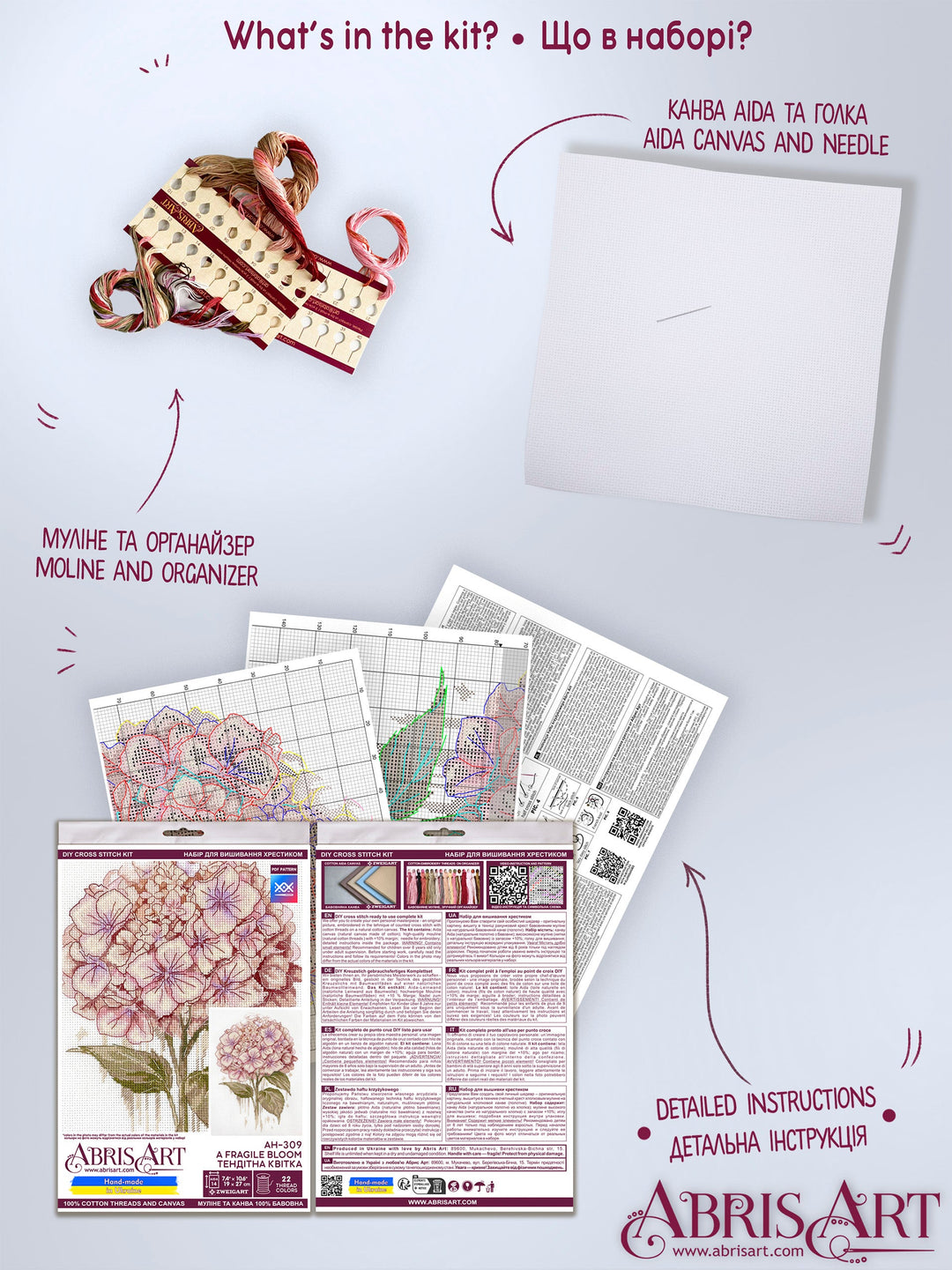 A Fragile Bloom Counted Cross-Stitch Kit by Abris Art AH-309