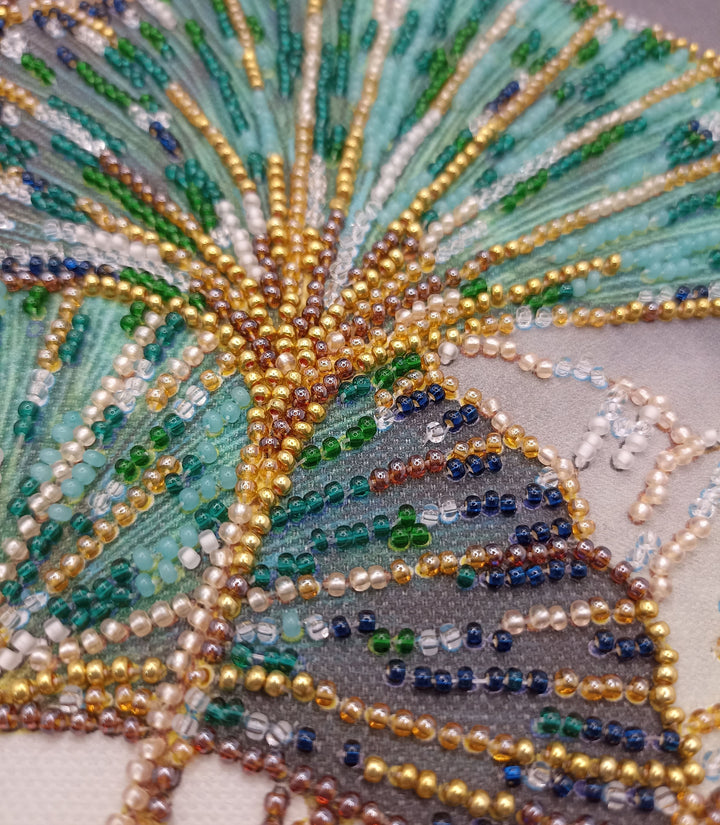 Mid-sized Bead Embroidery kit - Emerald leaves