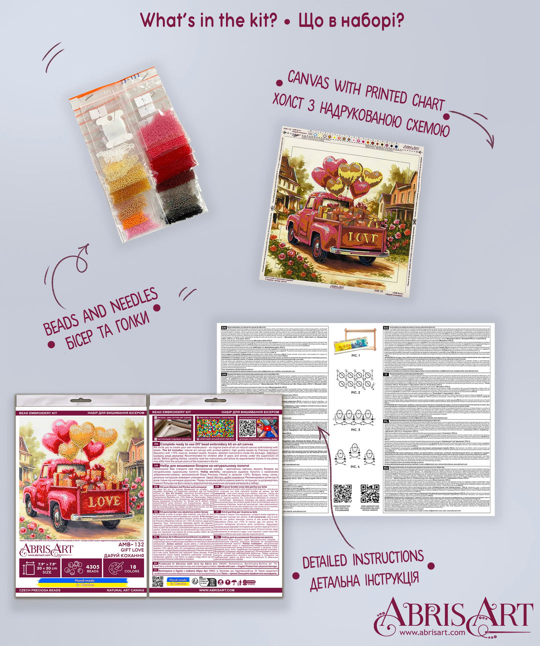Gift Love Mid-Sized Bead Embroidery Kit by Abris Art AMB-132
