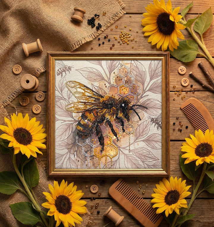Golden Honey Mid-Sized Bead Embroidery Kit by Abris Art AMB-137