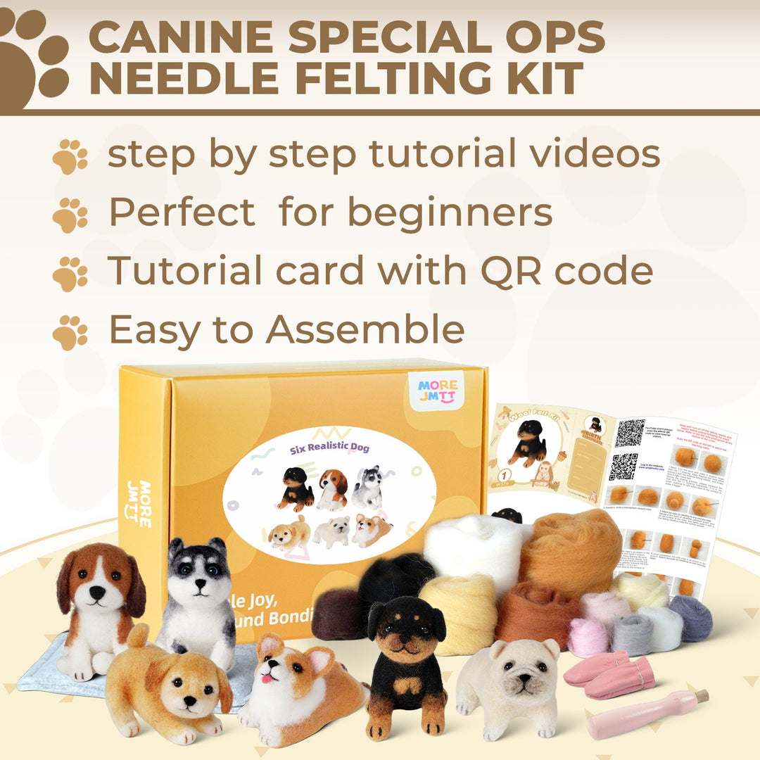 Norwegian Elkhound Needle Felting Kit. Wizardi DIY Wool Craft Kit F07N8-W547-N1