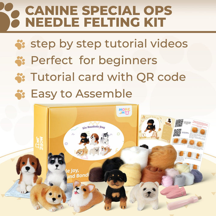 Corgi Needle Felting Kit. Wizardi DIY Wool Craft Kit F07N8-W551-N5