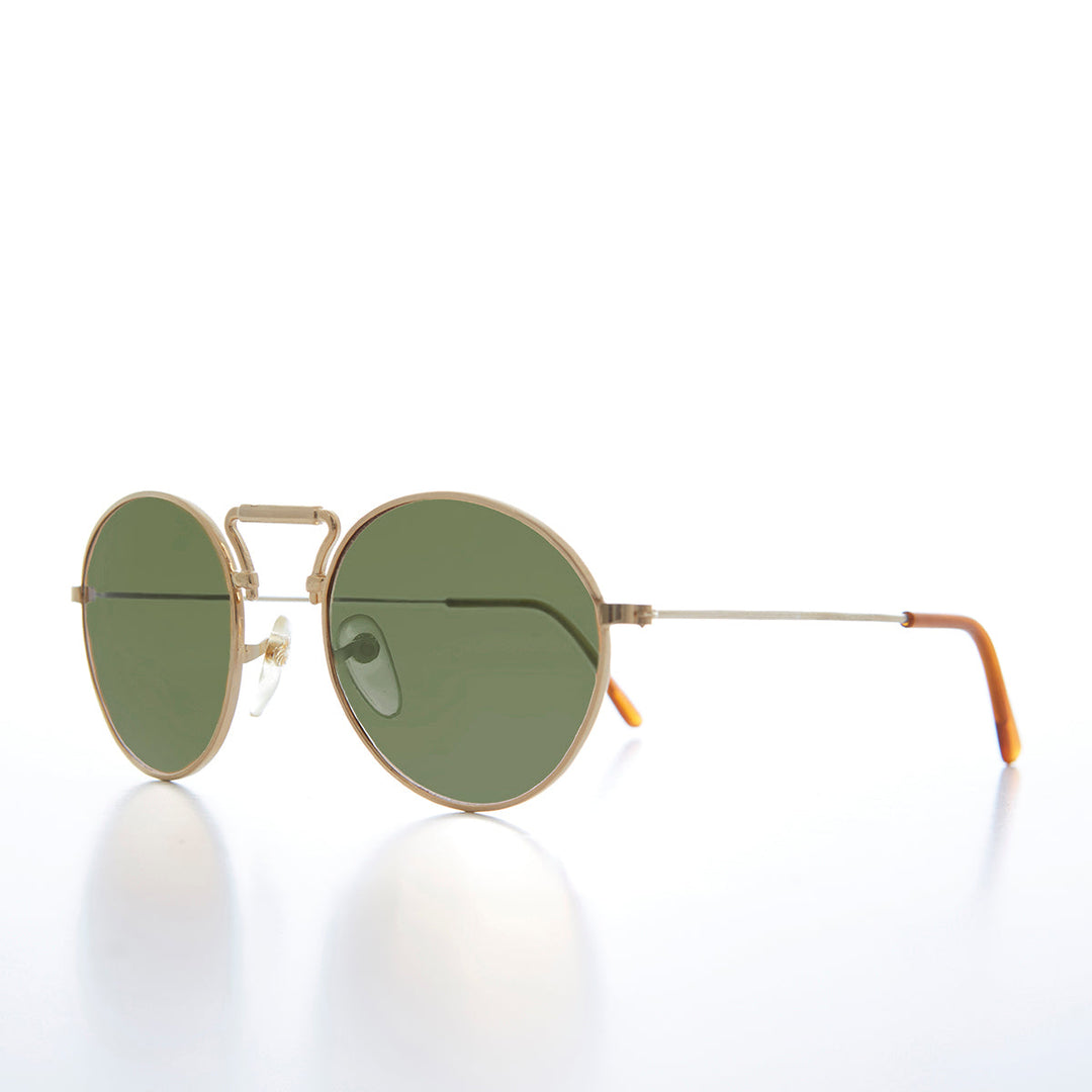 90s large Round Sunglass with Unique Bridge Design - Apache