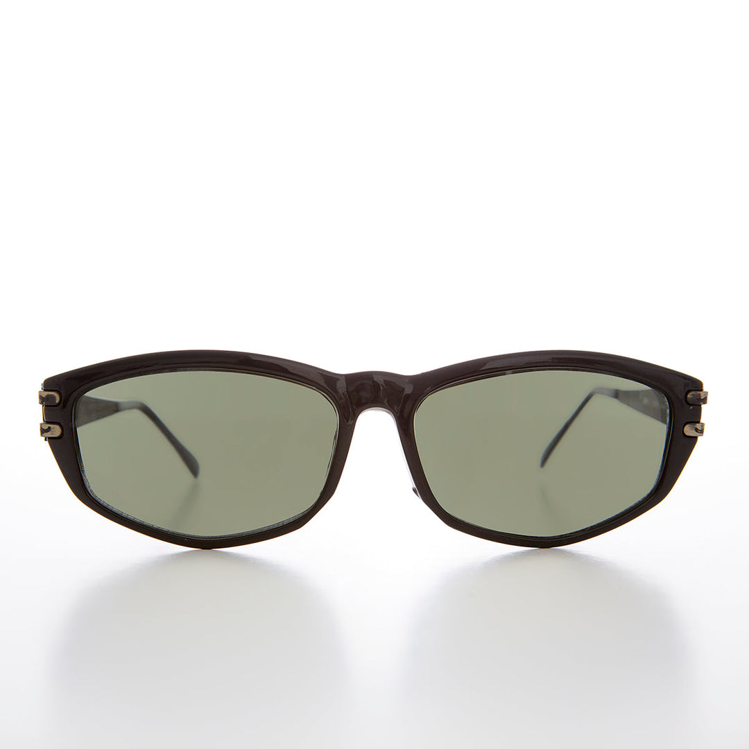 Rectangular Sunglass with Art Deco Etched Temples - Arizona