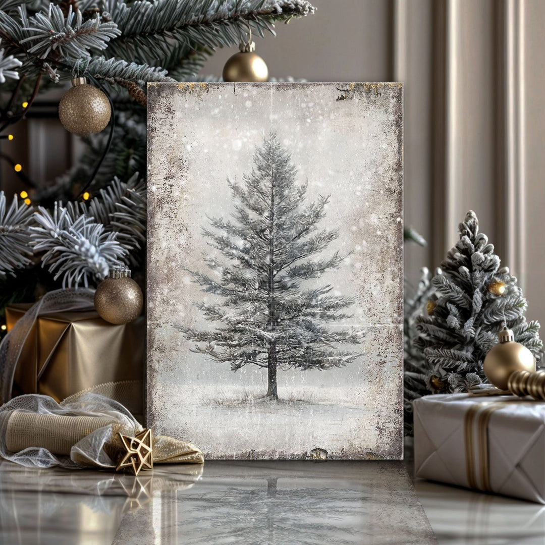 Vintage Christmas Tree Wall Art with Free Mystery Gift