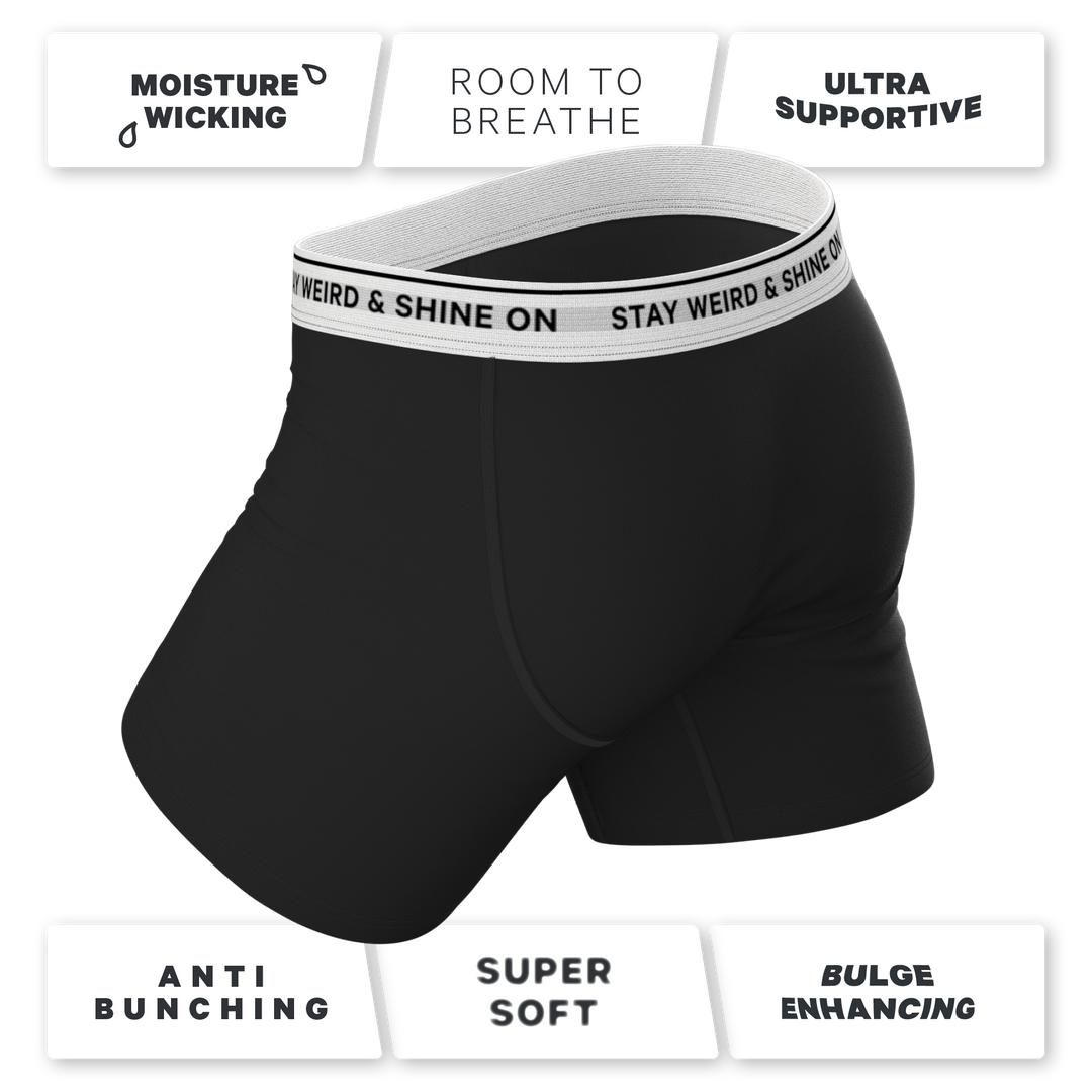 The Anthem | Black Shinesty Ball Hammock® Pouch Underwear With Fly